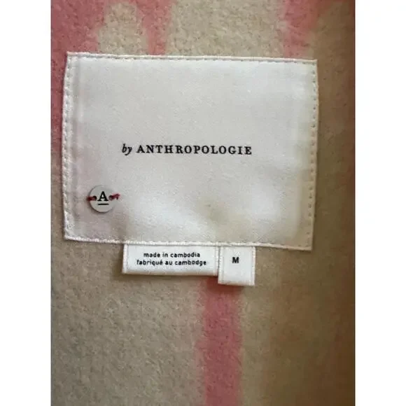 Anthropologie Heidi Kimono Jacket Easy Fit Pockets Pink Ivory Wine Size M # 1096 - Picture 15 of 16